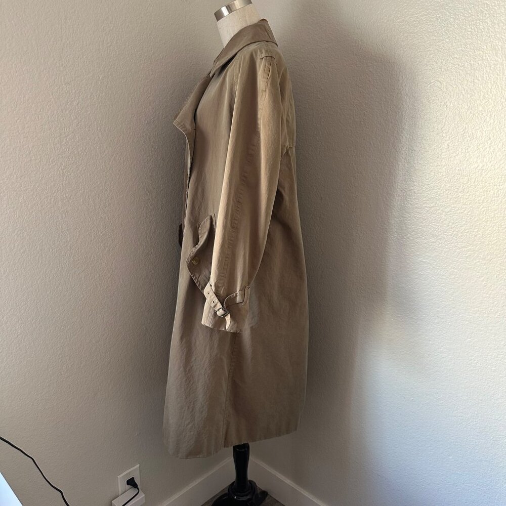 Vintage Burberry Trench Coat Peter Pan Neckline Double Breasted Cotton Buckle M - Picture 4 of 16